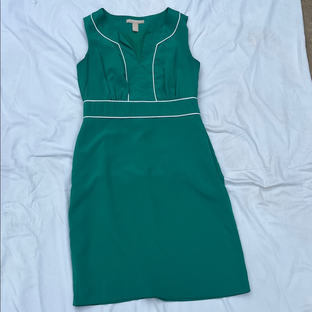 Banana Republic Green Sheath Dress with White Piping